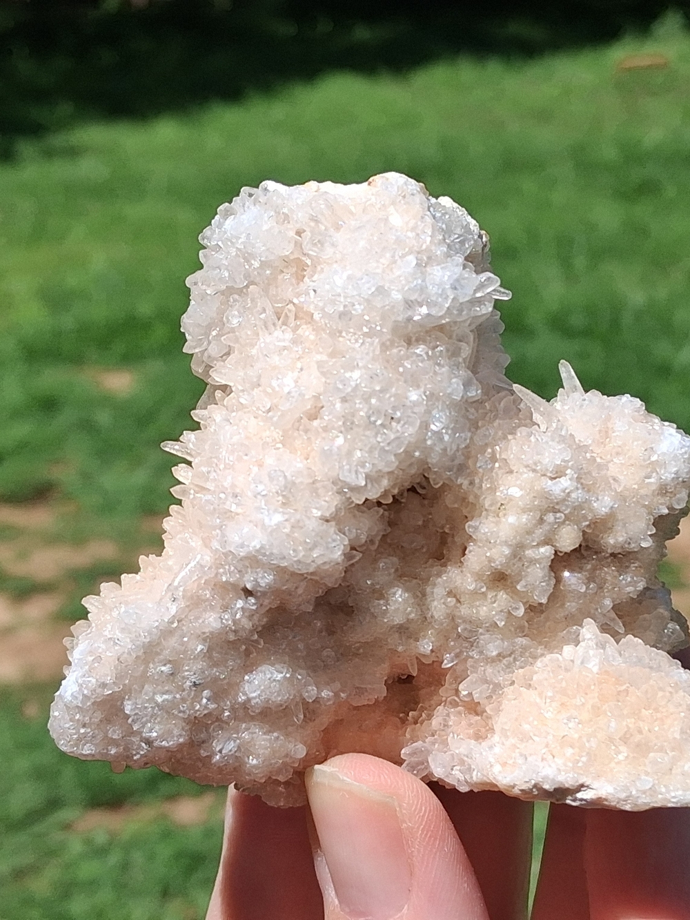 Yellow Aragonite White Calcite Sugary Coating Quartz Crystal Specimen Rock